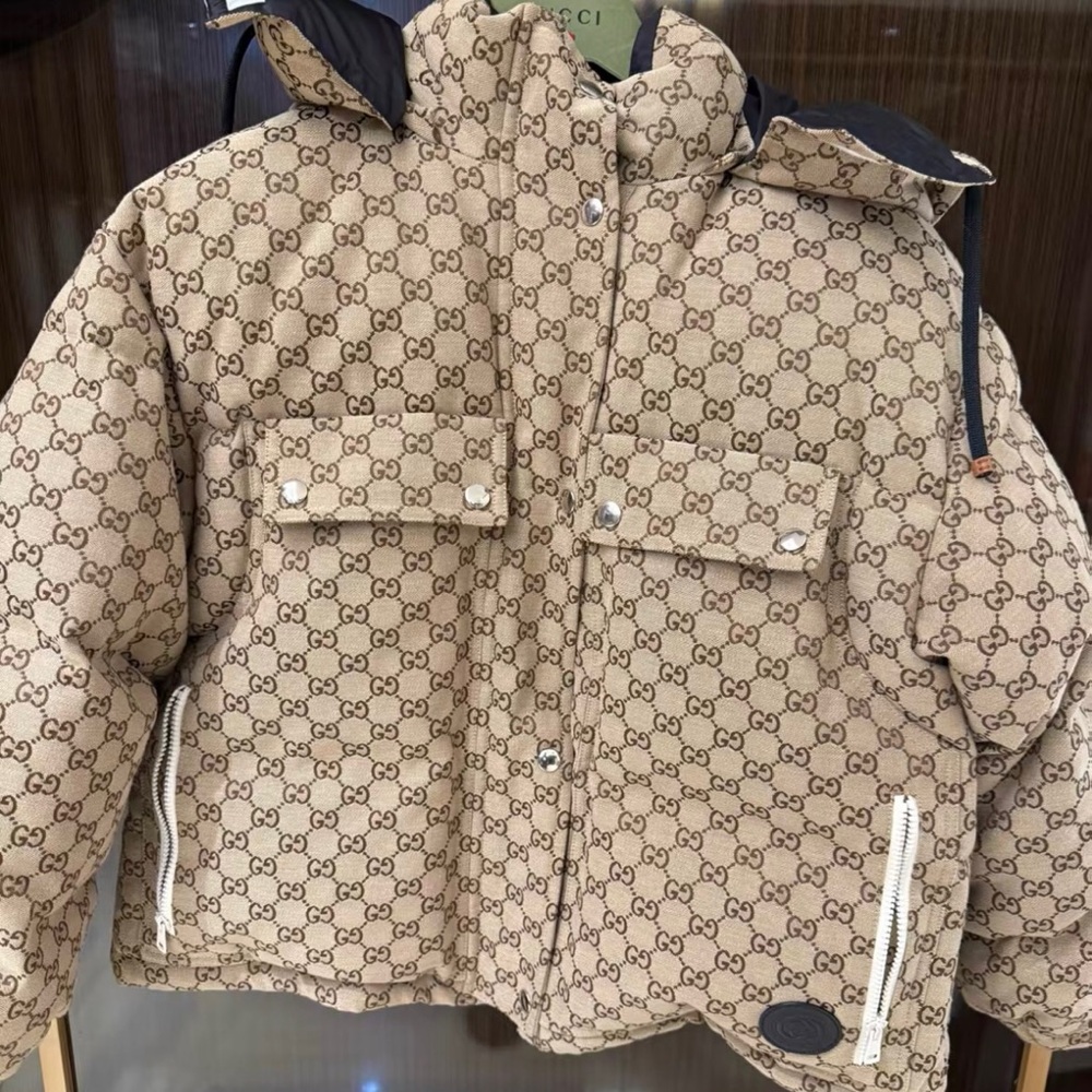 Gucci Tan Monogram Puffer Jacket
